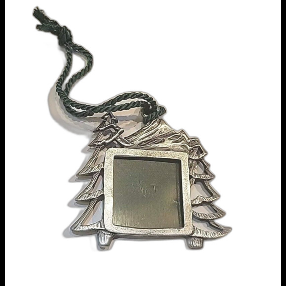 Vintage Signed DLB Pewter Picture Frame Hanging Ornament Christmas Tree Mountian - Picture 1 of 8